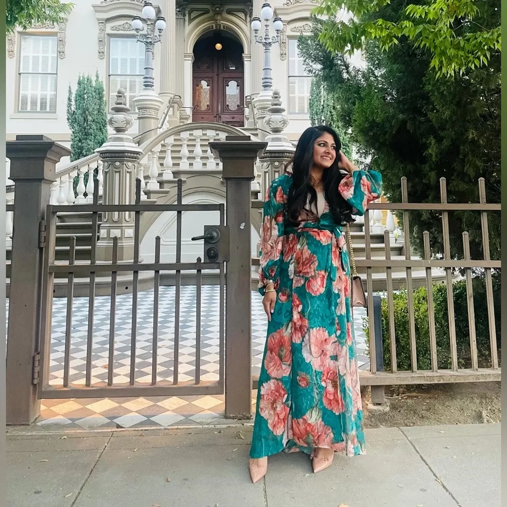 NWT Anthropologie Hutch Floral V-Neck Textured Wrap Maxi Dress - Picture 12 of 13